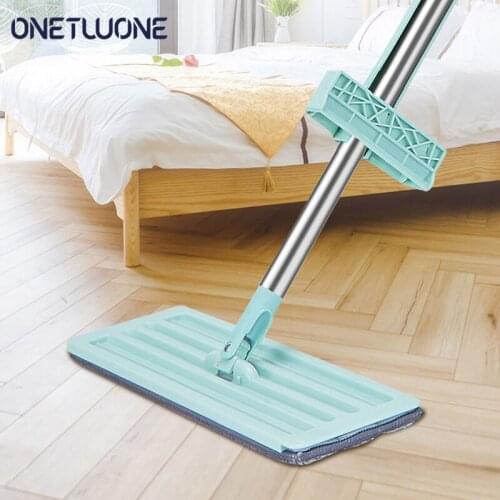 Flat Mop,Floor Flat Hand Free Magic House Cleaning 2 reusable Microfiber Mats for Hardwood Floors Cleaning Mops