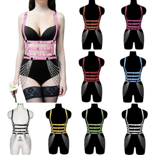 Harness Erotic Accessories PU Leather Garter Belt Womens Fetish Suspenders Lingerie Stocking Tights Pole Dance Rave Bodysuit
