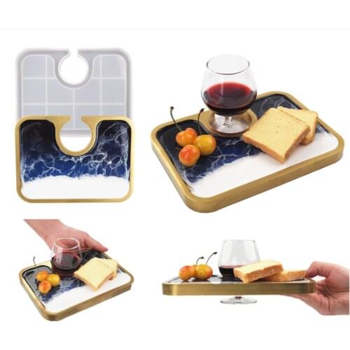 Transparent Silicone Mould Resin Decorative Craft DIY Red wine tray, tea tray, dessert tray Mold epoxy resin molds for jewelry