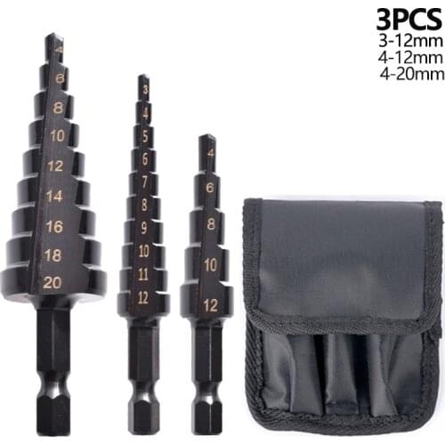 Step Drill Bit 3-13/3-12/4-12/4-20/4-22 HSS Titanium Steel Woodworking Metal Drilling Set Step Cone Cutting Tools Hole Drill Bit