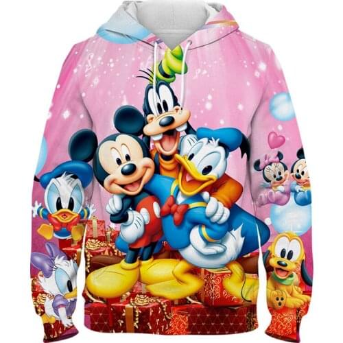 Disney Mickey Minnie Mouse Hoodies Men Women Children Fashion 3D Print Sweatshirts Cool Pullover Long Sleeve Boy Girl Kids Coat