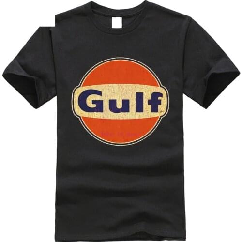 Limited Gulf Oil Rusty Vintage Distress Logo Design Black t-shirt Size Male Teeshirt Summer Top Tees Man Brand tee-shirt