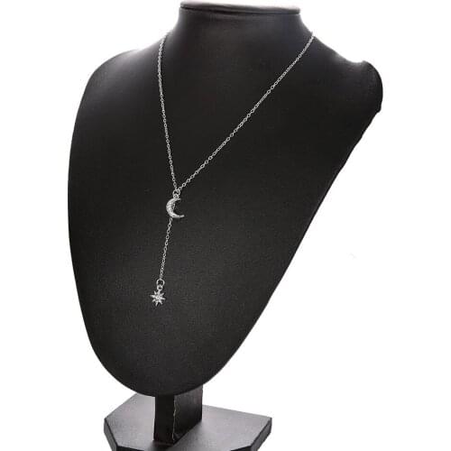 Bohemian Moon Star Crystal Pendant Necklace Vintage Multilayer Ladies Fashion Jewelry Statement Necklace Gifts For Women