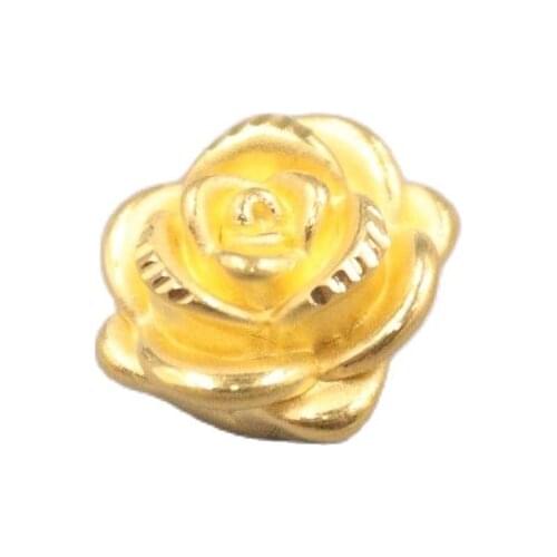 Gold Jewelry Girl Heart 3D Hard Gold Charms For Women Baby Rose Bead 999 Gold Pendant Fit Chain Jewellery Lucky DIY Bead