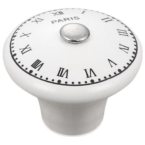 1PCS Black & White Printed Decorative Round Ceramic Knob, Cabinet Hardware, Modern Wardrobe Furniture Door Handle Drawer Pulls