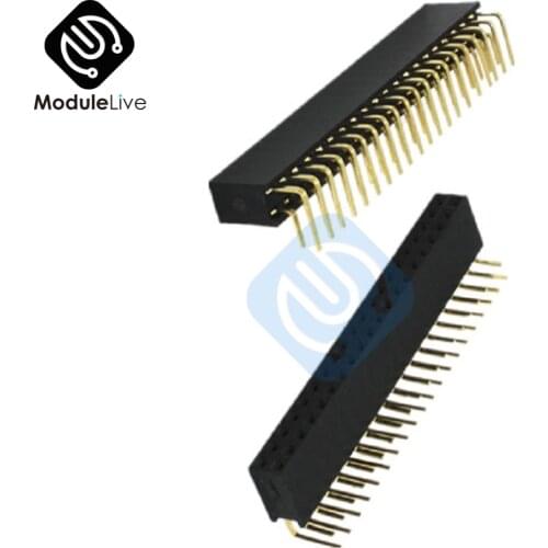 10PCS 2X20Pin 40Pin Double Row Female Right Angle Header Socket Pin Strip 2.54mm