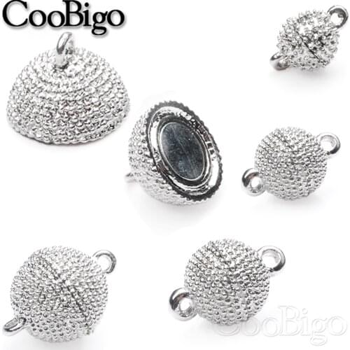 100Sets Trendy Magnetic Clasp Metal Magnet Snap Round Ball Jewelry Finding DIY Necklace Bracelet Gift Accessory Silver 8-14mm