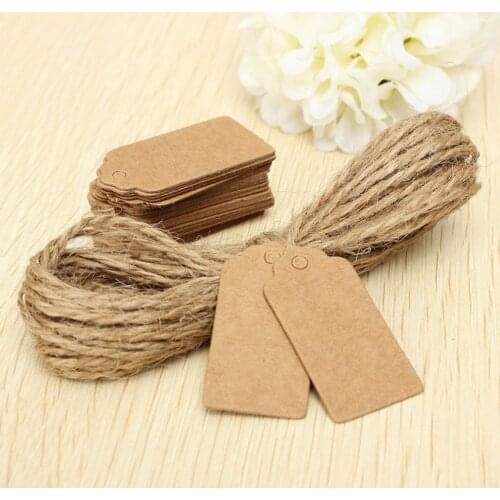 100X Brown Kraft Paper Tags Lace Scallop Head Label Luggage Wedding Note +String