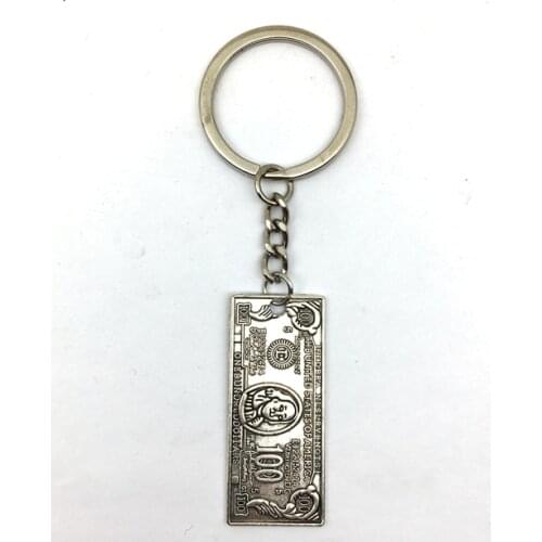 2018/ Fashion Hot Charm Tibet Silver 100 Dollar Bill Keychain, Charm Charm Key Chain With Jewelry, Waist Pendant