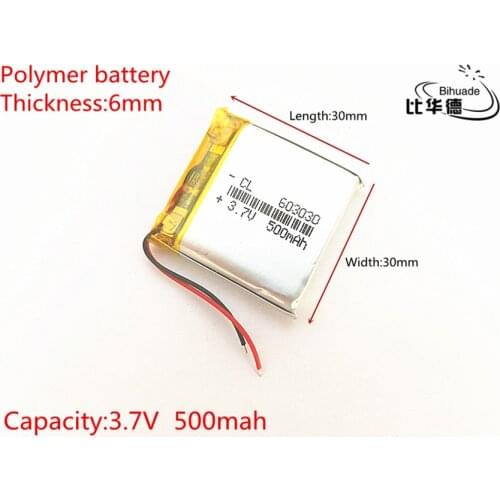5pcs 3.7V 500mAh 603030 Lithium Polymer Li-Po li ion Rechargeable Battery cells For Mp3 MP4 MP5 GPS PSP mobile bluetooth