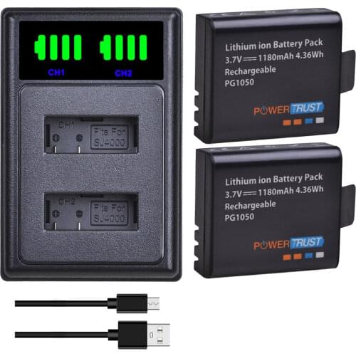 1180mAh 3.7V PG1050 SJ4000 PG900 Battery with USB Dual Charger for SJCAM SJ5000 SJ6000 SJ8000 M10 EKEN 4K H8 H9 EK7000 Batteries