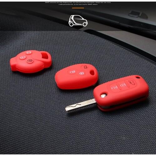Car Remote Control Accessories Keychain Alarm Straight Logo Cover Silicone Key Case For Smart 453 451 Fortwo Forfour Decoration