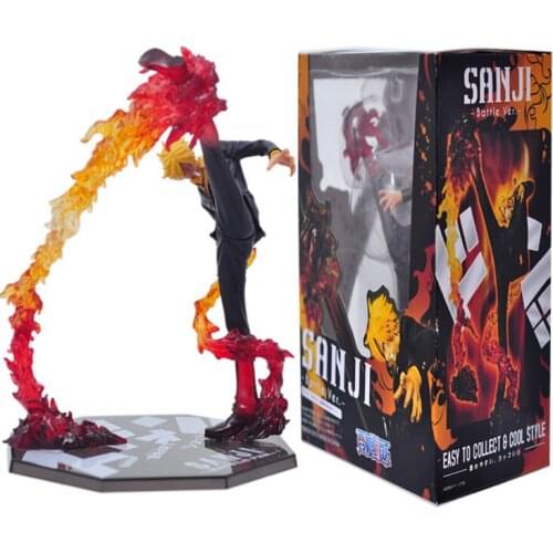 Anime One Piece Cool 6.8" One Piece Black Leg Sanji Fire Battle Version PVC Action Figure Collection Model Toy
