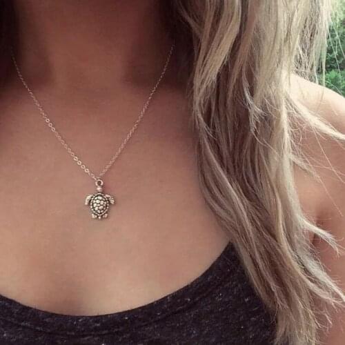 Bohemian Retro Fashion Alloy Little Turtle Beach Necklace