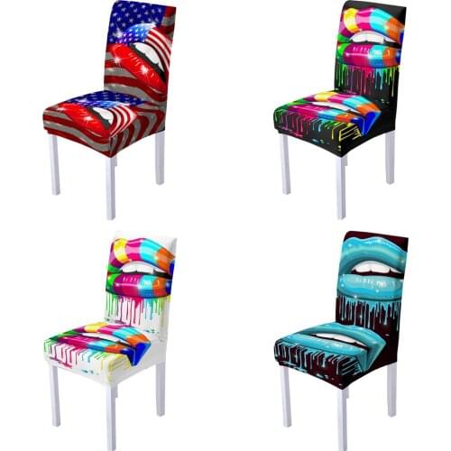 3D Digital Print Spandex Chair Cover for Dining Room Sexy Women Lip Print Chairs Covers for Living Room Decoration