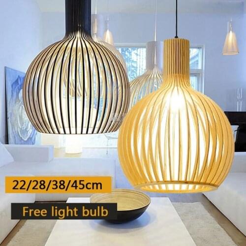 Birdcage Creative Showroom Office Clothing Shop Lamp Living Dining Room Droplight Bar European Sphere Wood Led Pendent Light New