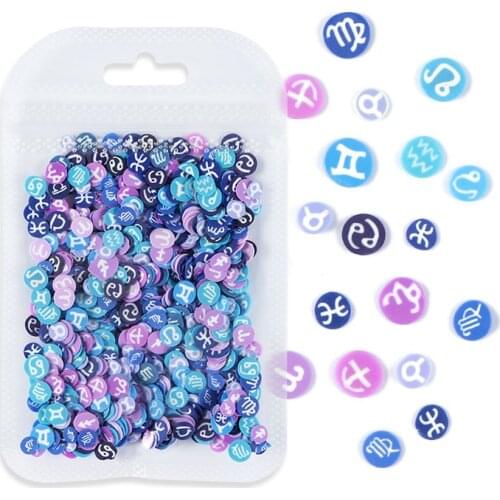 Constellation Polymer Clay Slices for DIY Crafts Nail Art Accessories Crystal Mud Slime Fillings The Zodiac Shaped Clay Flakes
