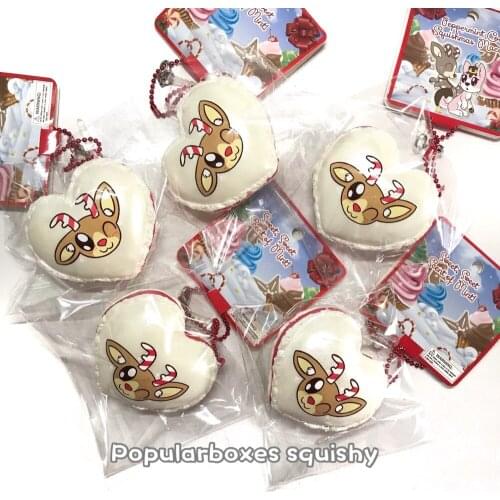 Jennalyn christmas deer heart macaron squishy Slow Rising Gift Toy