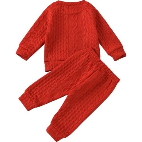 2Pcs Newborn Winter Warm Baby Boys and Girls Clothes Set Solid Color Cable Knit Sweater Tops and Pants Childrens Clothing