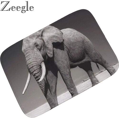 Creative Door Mat Elephant Printed Mat Floor Rug Flannel Home Decoration Floor Carpet Non-slip Bathroom Doormat Living Room Rug