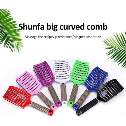 Hair Scalp Massage Comb Girls Hairbrush Bristle Nylon Women Wet Curly Detangle Hair Brush for Salon Hairdressing Styling Tools