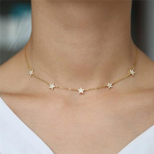 Cute star choker Christmas gift vermeil charm necklaces charming women jewelry necklace