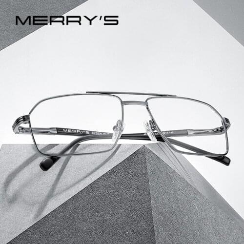 MERRYS DESIGN Men Classic Titanium Alloy Optical Glasses Frames Rectangle Full Frame Eyeglasses Male Ultralight Square S2313