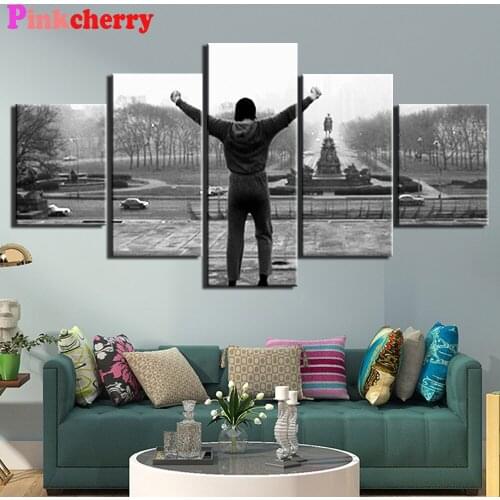 5 Piece 5d diy Diamond Painting rocky Inspirational quotes Full Square/Round diamond embroidery kit Cross stitch Mosaic Decor