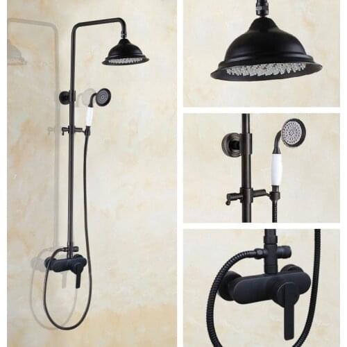 Bathroom Shower Set Oil Rubbed Bronze with Handshower Single Handle Wall Mounted Shower Faucet Tap zhg157