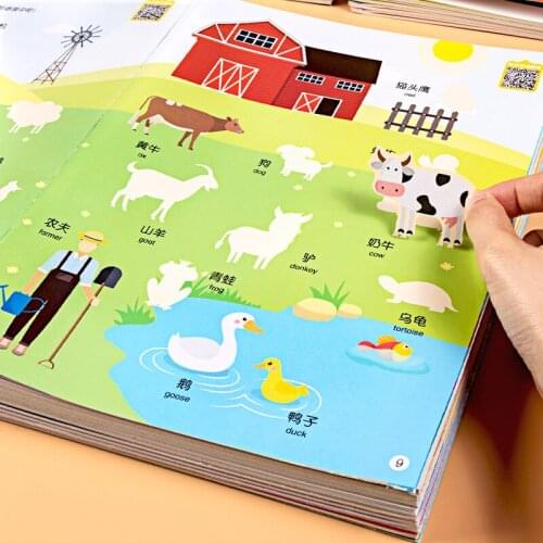 Sticker Bilingual Cognition Book Childrens Early Education Click To Read Book Picture English Original Story Book Sticker Book
