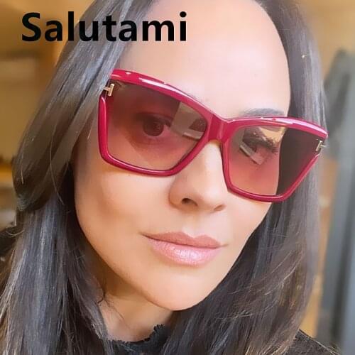 New Luxury Brand Square Sunglasses For Women Vintage Sexy Elegant Red Gradient Sun Glasses Female Oversized Shades Black Leoaprd