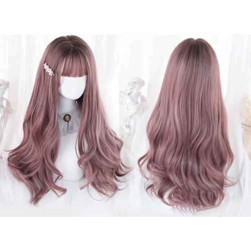 TALANG Cosplay wig Long curly hair Natural Synthetic Wigs With Bangs For White Women Heat Resistant Female Fiber Hair Wig