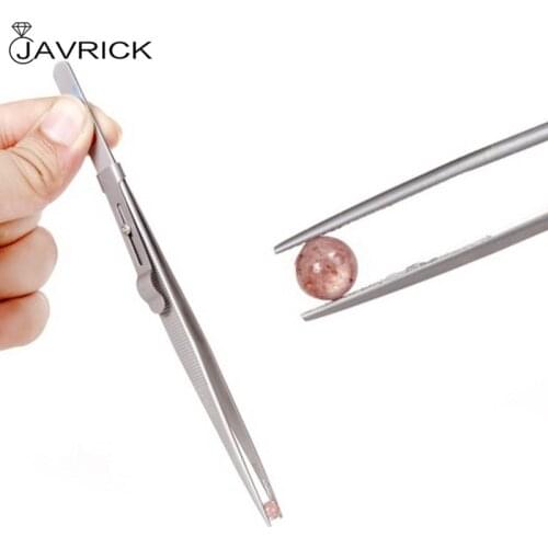 Jewelry Tweezers Concave Groove Diamond Stainless Steel Adjustable Craft Tools