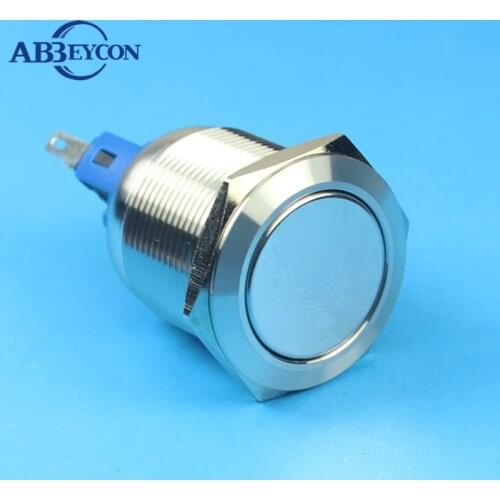 20pcs/lot flat round stainless steel IP67 push button high flat push on and push off waterproof push button switch