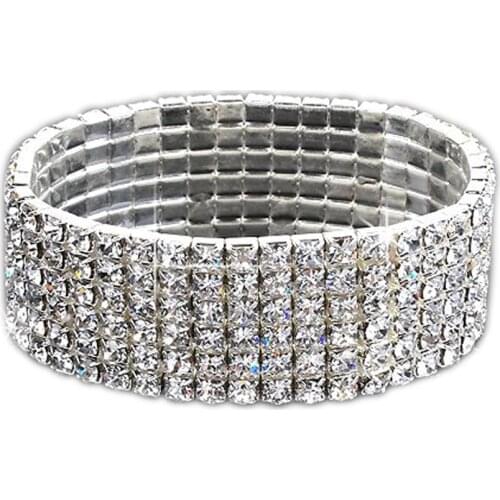 Lovely Unique Sale! Diamante Crystal Stretch Bracelet (6 ROW) bracelets word wholesale 10pcs mujer for women jewelry