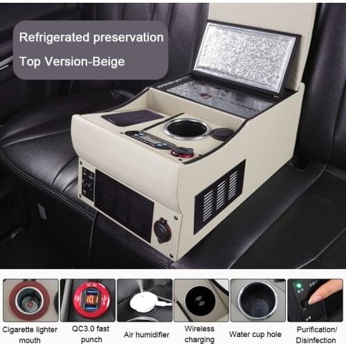 Car Rear Armrest General Refrigerated Wireless Charging with Clock Central Storage Box Luxury Modification