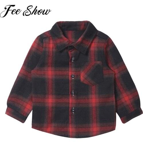 Fashion Spring Autumn Kids Toddler Boy Gentleman Shirts Children Girls Long Sleeve Casual Plaid Blouse Tops 12M-6Y