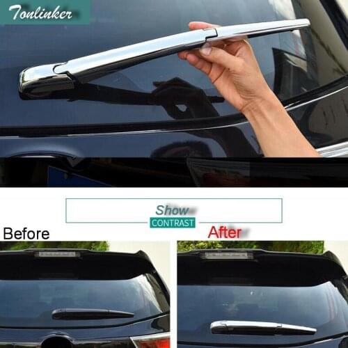 Tonlinker 3 PCS DIY Car styling ABS Chrome Rear wiper decorative light box Cover Stickers for TOYOTA HIGHLANDER 2015 accessories