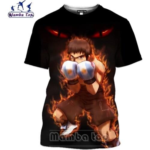 Mamba top Mens T-shirts Black 3D Anime Hajime no Ippo T Shirt Harajuku Women Boxing Tshirt Camping Ichiro Miyagi Men Streetwear