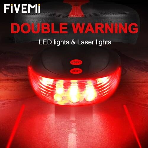 Bicycle Cycling Lights Taillights Laser Safety Warning Waterproof Lamp 5 LED+2 Bicycle Light reflector Bike Accessories Light