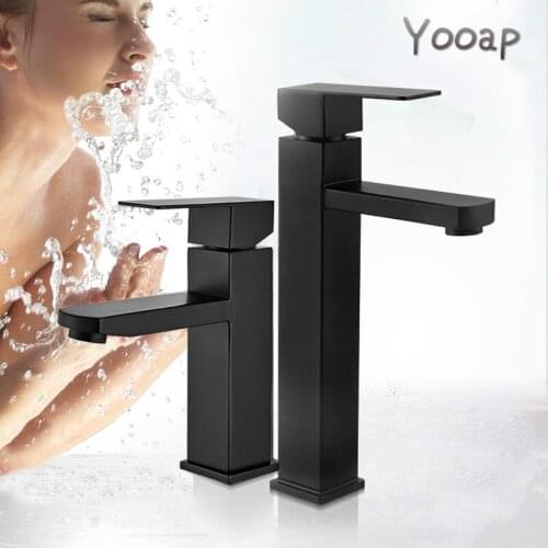 Yooap Matte Black Square Basin Faucet Black Bathroom Washbasin Mixer Tap Single Handle Mixer Tap Basin Tap Torneira da bacia