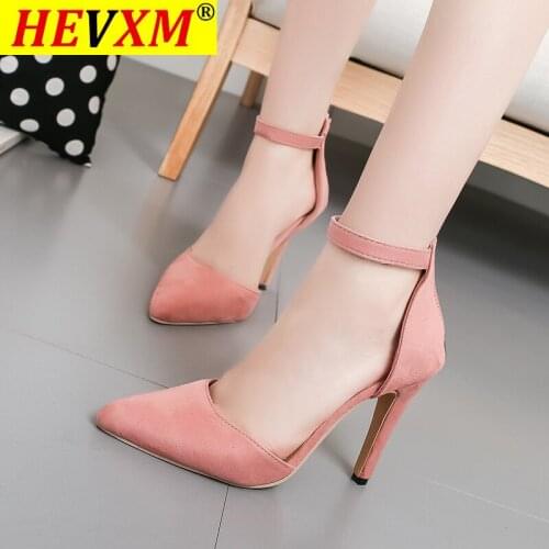 Women Pointed Toe High Heels Shoes Woman Shallow Slingback Pumps Ladies Buckle Strap Party Wedding Stilettos Shoes Plus Size 42