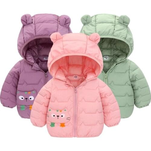 Winter Girls Boys Jacket Cartoon Bear Stripe Cotton Warm Outerwear For Boys Plus velvet thickening Kids Coats Children Clothes