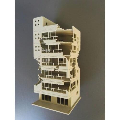 1:14:1:10 hg. The scene model of the damaged buildings is glue-free assembl