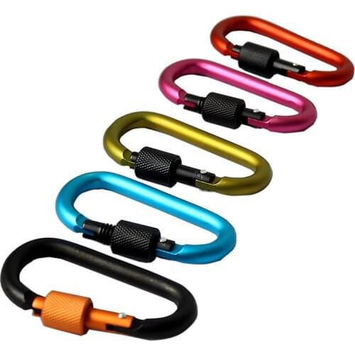 1pc Aluminum Carabiner D-Ring Clip Hook Climbing Keychain Screwgate Screw Locking
