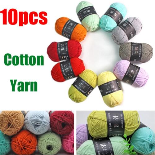 10pcs X50grams Cotton Yarn Blended Crochet Yarn Knitting Needle 3mm Hand Knitting 4 PLY Thread Hot