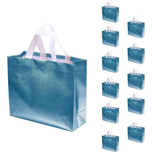 12 Pcs Gift Bags Christmas Shopping Tote Bag Present Bags Glossy Reusable Gift Bags For Party Wedding