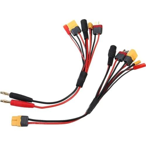 20cm 20AWG 4.0mm Banana Plug to XT60 XT30 DC5.5 T Plug Charger Adapter Cable for IMAX B6 ISDT Charger