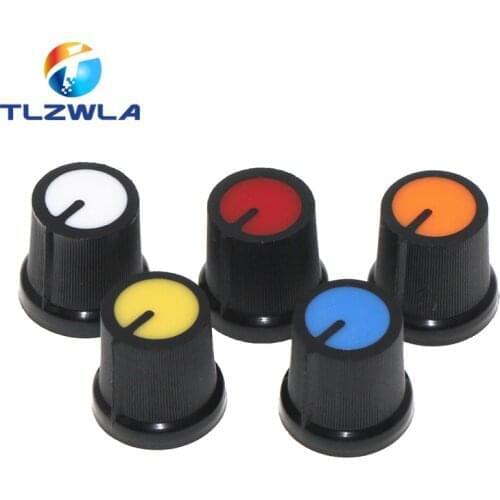 25PCS WH148 AG3 Potentiometer knob Cap AG3 Plastic knob for Diameter 6mm Plum Handle Yellow Orange Blue White Red *5PCS=25
