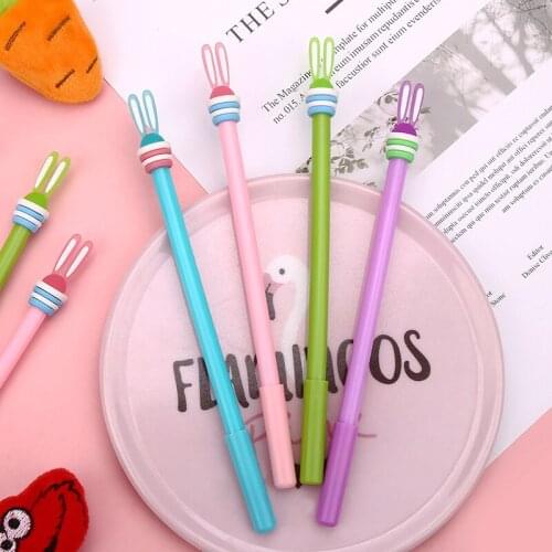 36 pcs/lot Long Ears Rabbit gel pen Cute 0.5mm black ink Signature pen Stationery Gift School Office writing supplies